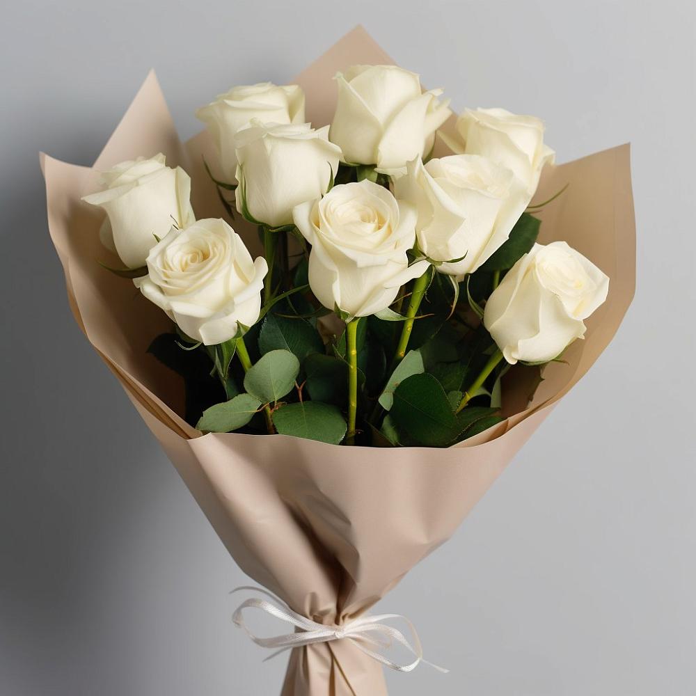 Букет 9 Белых роз Эдлесс Лав в Смоленке