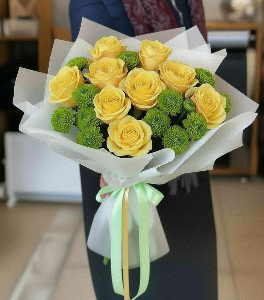Букет цветов из: Хризантемы и Розы в Смоленке