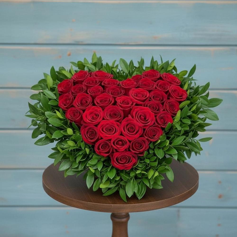 Цветочная композиция из Розы в виде сердца в Смоленке