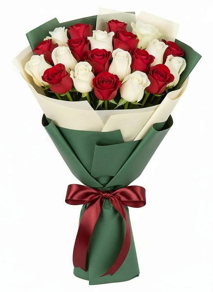 Букет Микс из красных и белых роз в Смоленке
