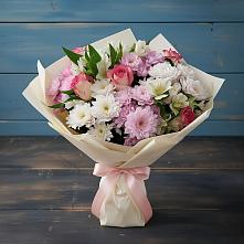 Букет цветов из:  Хризантемы, Альстромерии и Розы в Смоленке