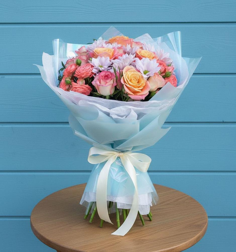 Букет цветов из: Хризантемы и Розы в Смоленке